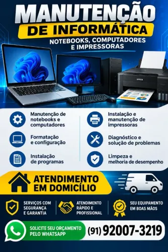 Assistência técnica em notebook e comoutares em domicílio
