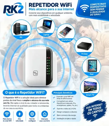Repetidor Amplificador de Sinal Wi-Fi Internet