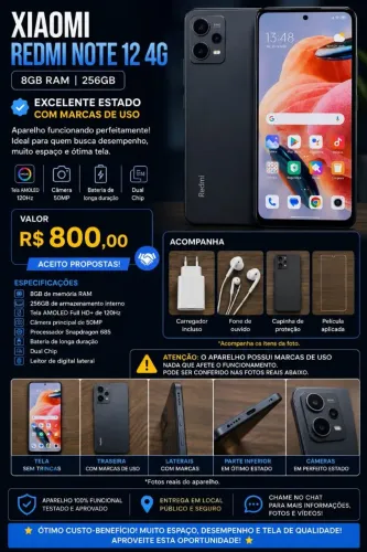 Xiaomi Redmi Note 12 4G - 8GB RAM | 256GB - Excelente Estado