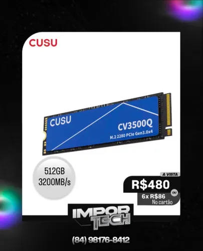 SSD M.2 NVMe 512GB PCle 3.0 3200MB/s. @importech_084