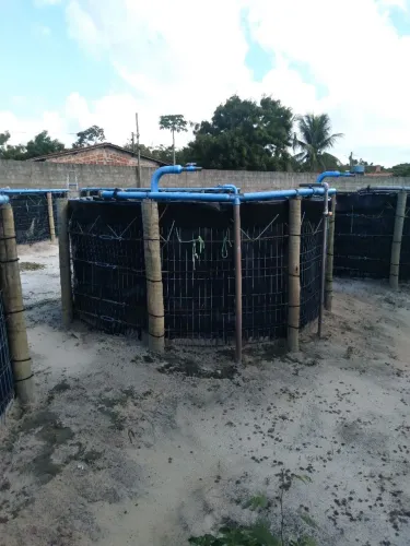 Tanque de geomembrana suspenso de 20.000 litros para criação  de peixes e camarao