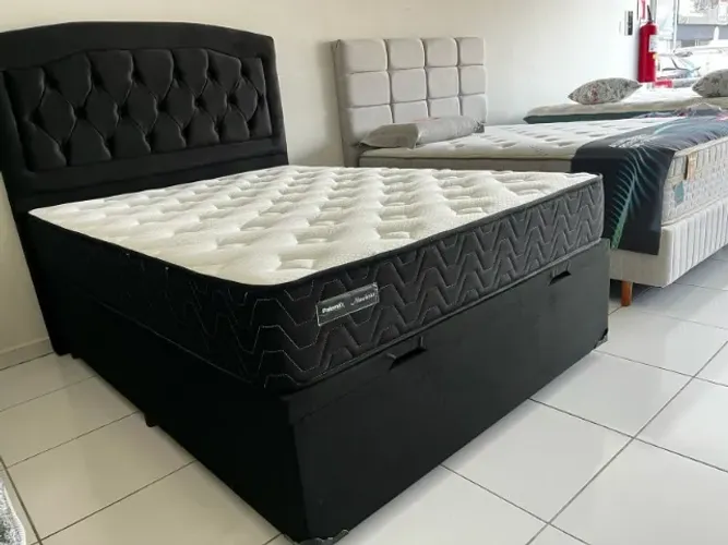 Cama Box Casal Baú Nova Colchão Marca Palemax Molas Ensacadas Confortável, Pronta Entrega!