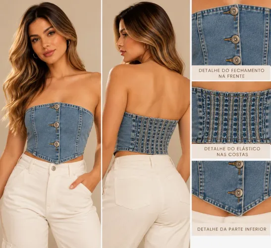 Cropped Jeans Tomara que Caia - Tamanho M