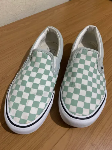 Tênis Vans slip on checkerboard verde claro tam 38