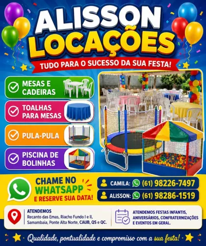 ALUGUEL DE MESAS E CADEIRAS/pula pula 