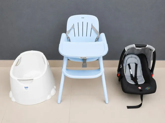 Kit Bebê completo - Bebê Conforto + Cadeira de alimentação + Assento de banho