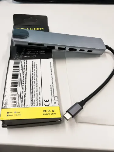 Adaptador Hub USB-C 8 em 1 - HDMI 4K - RJ45 - SD/TF - Novo