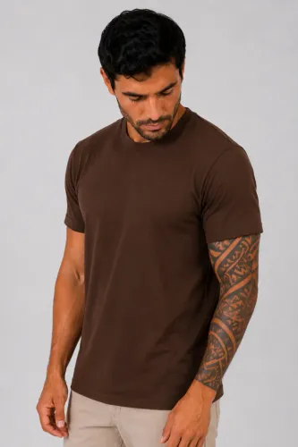 Camiseta Algodão Penteado Marrom