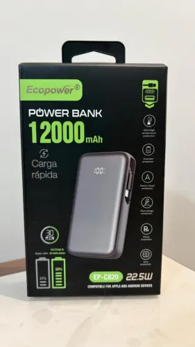 EcoPower Bank carregador portátil 12000 mAh - Novo