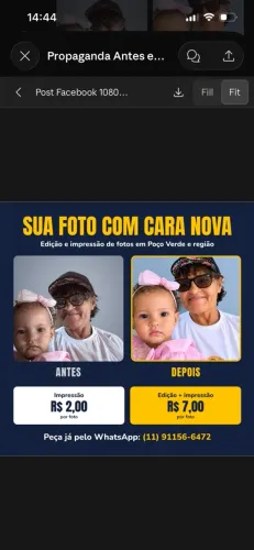 Impressão de foto e edição profissional 