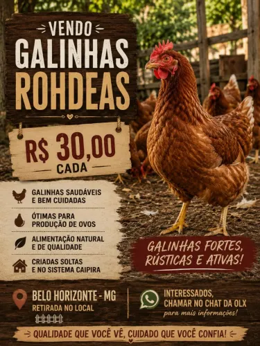 GALINHAS RHODE - R$ 30 CADA