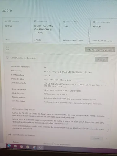 Desktop I5 3° e 16GB de ram e placa de vídeo dedicada