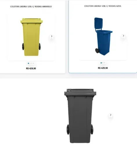 COLETOR LIXEIRA 120L C/ RODAS CINZA