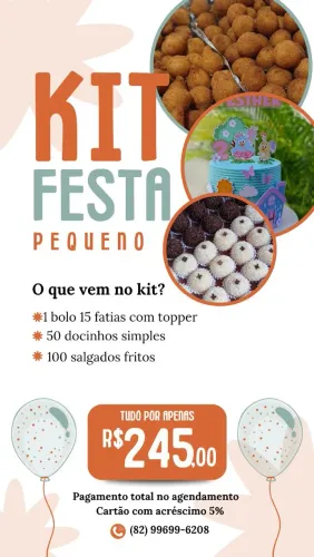 KIT FESTA (bolos, doces e salgados)