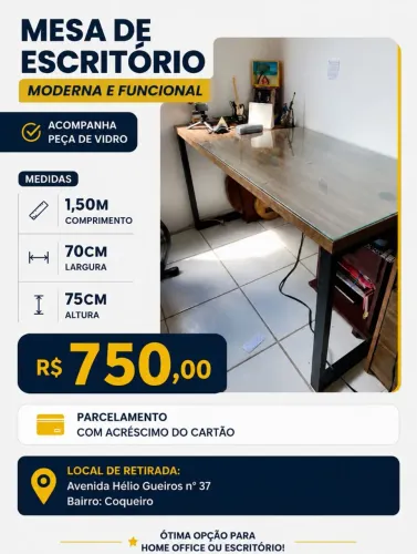 Vendo mesa de escritório moderna e funcional
