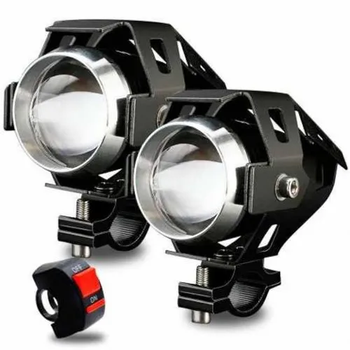 Par Farol Milha Moto Auxiliar Neblina Led Cree Preto + Botão