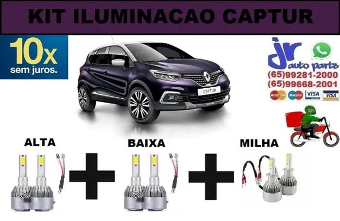 Lampada Ultra LED (Alta,Baixa,Milha)Captur 6000K 12V 24V