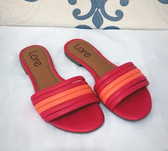 (TAM: 37) Rasteira Rasteirinha Coral Rosa Laranja Neon /