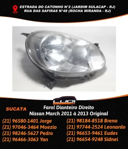 Farol Dianteiro Direito Nissan March 2011 à 2013 Original