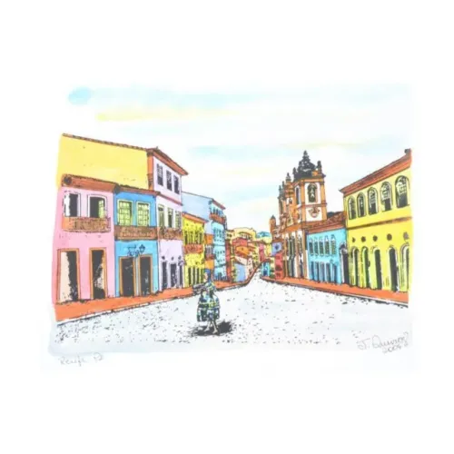 J. Queiroz, Quadro Serigrafia, 47x33cm, Recife-PE, Sem Moldura, Data 2004.