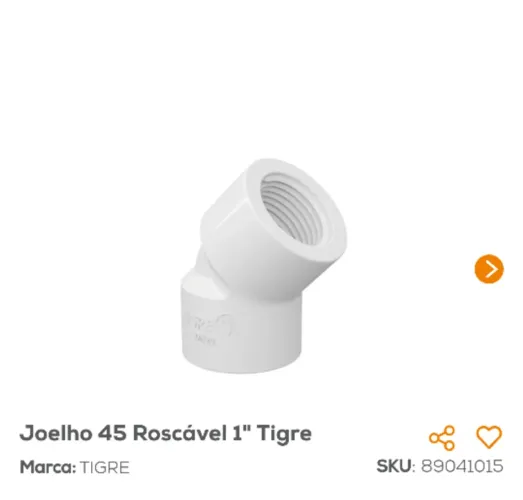 10 Joelhos 45 Roscável 1" Tigre