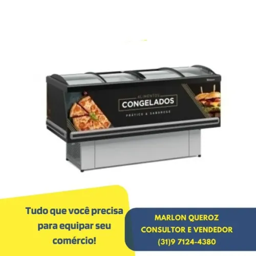Ilha de Congelados Vidro curvo 2 Metros Novo