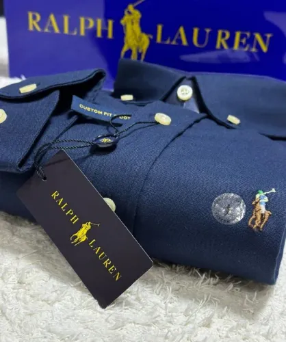 Camisa Manga Longa Oxford Polo Ralph Lauren - Azul Marinho - Tam. GG