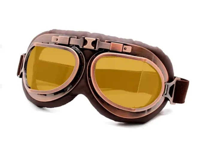 Óculos de Motociclista Vintage - Estilo Retro - Amarelo, fantasia motoqueiro!