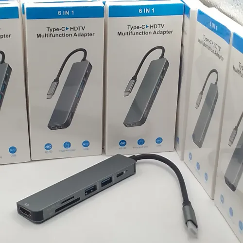 Hub 6 in 1 usb tipo c hdmi 4K tunderbolt 3 hub 3.0 tf  sd leitor pd para Macbook 