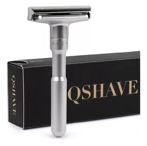 Barbeador Qshave Safety Razor 6 Niveis + 6 Lâminas 