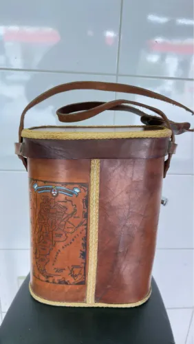 Bolsa para Vinho vintage couro com mapa argentina