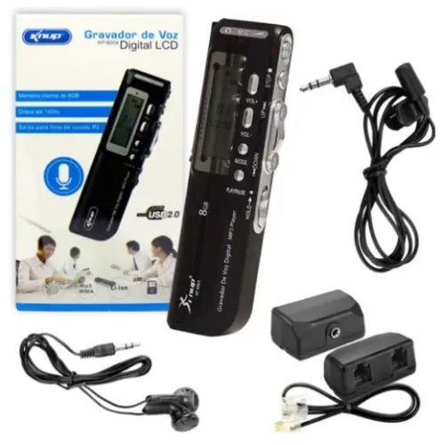 Gravador De Voz Digital Knup KP-8004 com Display Lcd 8gb 