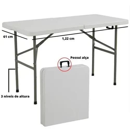 Mesa dobravel maleta 122x61cm (NOVA)