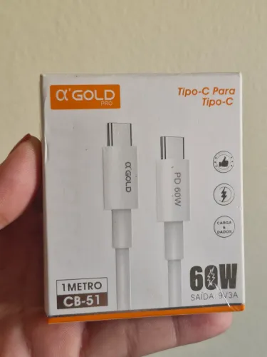 Cabo USB-C PD 60W Alpha Gold - Carregamento Rápido