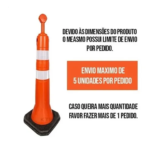 Cone Balizador T Top Pirulito 1,14m Semi-flexível Refletivo Ecosinal