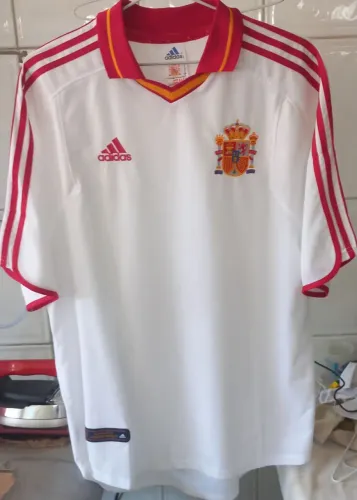 Camisa Espanha Adidas Eurocopa 2000 Bélgica Holanda - Autêntica - Branca Frete Gratis