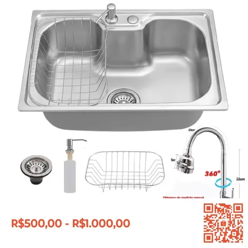 Cuba de inox mais torneira  cozinha.