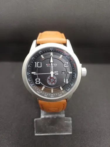 RELÓGIO MASCULINO NAVIFORCE NF9229 - PULSEIRA EM COURO - PRATA - NOVO