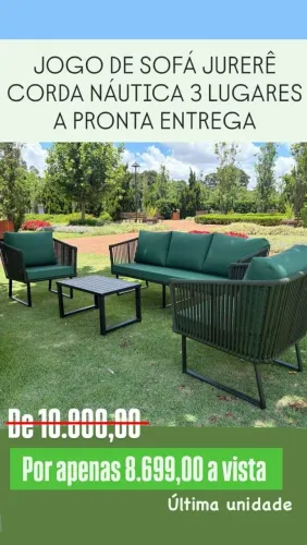 SOFA JURERÊ DE 3 LUGARES, ALUMÍNIO E CORDA NÁUTICA