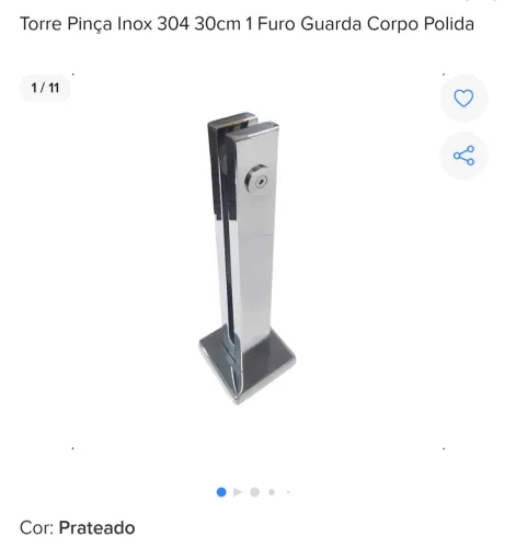 14 Torres Pinças  Inox  30cm 1 Furo Guarda Corpo Polida(NOVAS)