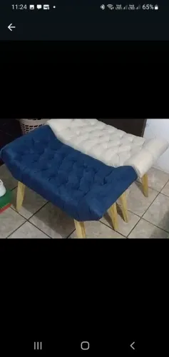 Conjunto de Sofás 2 lugares azul e branco