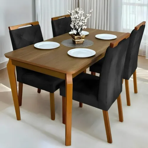 MESA DE JANTAR 4 CADEIRAS EM MADEIRA MACIÇA SUPER QUALIDADE E ELEGÂNCIA!! UETTY