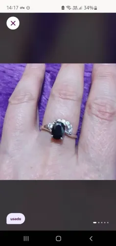 Anel com Pedra Preta e strass