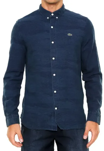 Camisa Manga Longa Lacoste Azul Marinho (tamanho 39)