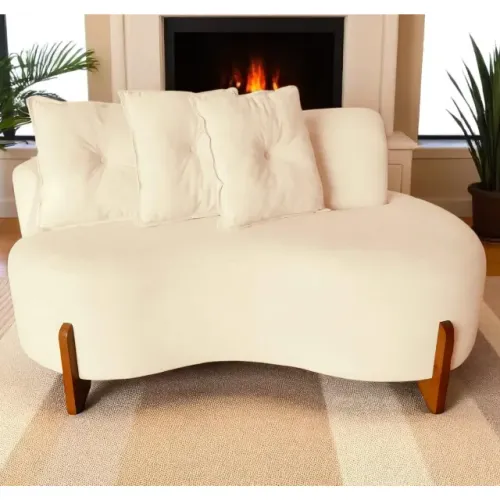 Namoradeira Plaza Estofada em Tecido Bouclê