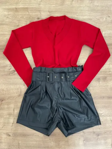 Suéter tricô vermelho M Beauteen Modas