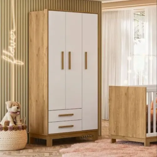Guarda Roupa Infantil 3 Portas 2 Gavetas Retrô DIVIDIMOS EM ATÉ 10X SEM JUROS
