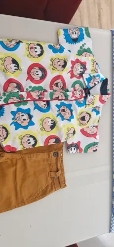 Conjunto de Roupa para Bebê - Turma da Mônica- Camiseta e Bermuda Tam 2/3