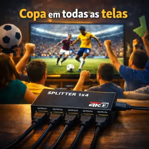 Splitter HDMI 4 portas 4K - 1 HDMI para 4 TVs - Assista a Copa do Mundo em Varias Tvs