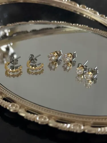 Kit de brincos folheados a ouro 18K